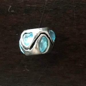 Silver and Blue Heart Charm for Charm Bracelet NWO